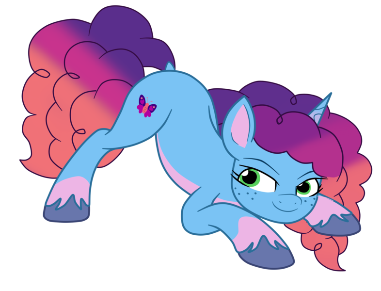 Size: 1611x1229 | Tagged: safe, artist:gmaplay, derpibooru import, pony, unicorn, g5, ass up, butt shake, dock, face down ass up, female, horn, image, mare, misty brightdawn, png, rebirth misty, simple background, solo, tail, transparent background