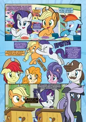 Size: 1920x2715 | Tagged: safe, artist:alexdti, derpibooru import, applejack, bright mac, cookie crumbles, hondo flanks, pear butter, rainbow dash, rarity, oc, earth pony, pegasus, pony, unicorn, comic:how we met (italian), female, filly, filly applejack, filly rarity, foal, horn, image, jpeg, younger