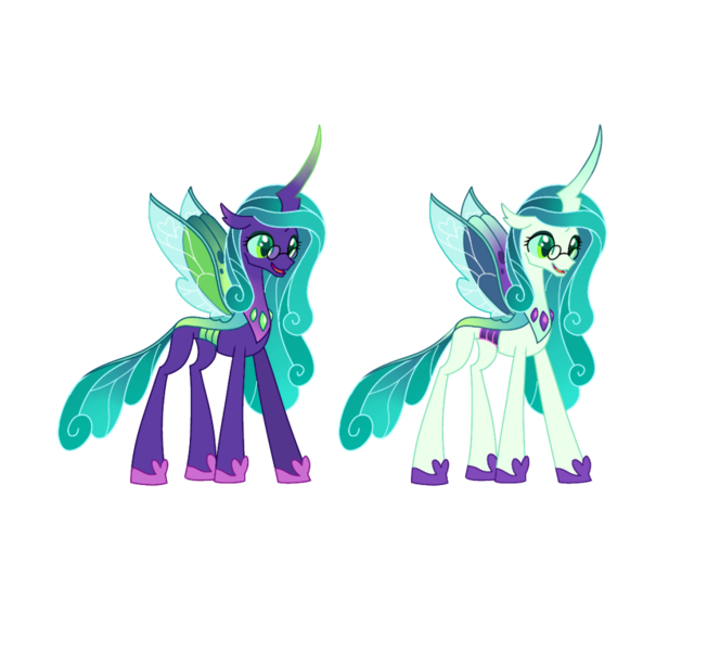 Size: 831x765 | Tagged: safe, artist:dazzle, derpibooru import, queen chrysalis, changedling, changeling, concave belly, glasses, gradient mane, image, insect wings, png, reformed villain, simple background, smiling, transparent background, variant, wings