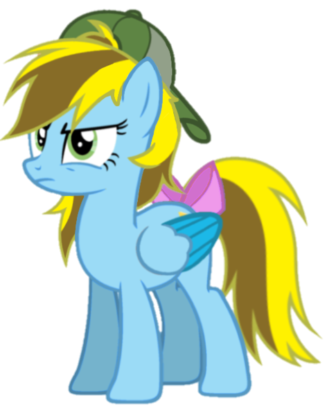 Size: 529x654 | Tagged: safe, artist:lucky bolt, artist:pegasski, derpibooru import, oc, oc:lucky bolt, unofficial characters only, pegasus, pony, backwards ballcap, base used, baseball cap, bow, cap, colored wings, cutie mark, female, folded wings, hat, image, png, serious, simple background, solo, standing, tail, tail bow, transparent background, two toned mane, two toned wings, wings