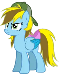 Size: 529x654 | Tagged: safe, artist:lucky bolt, artist:pegasski, derpibooru import, oc, oc:lucky bolt, unofficial characters only, pegasus, pony, backwards ballcap, base used, baseball cap, bow, cap, colored wings, cutie mark, female, folded wings, hat, image, png, serious, simple background, solo, standing, tail, tail bow, transparent background, two toned mane, two toned wings, wings