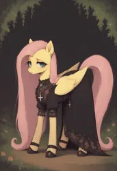 Size: 832x1216 | Tagged: safe, ai content, derpibooru import, machine learning generated, prompter:thehyperinsectoid, pegasus, pony, clothes, cross, cross necklace, dress, image, jewelry, jpeg, long mane, looking at you, necklace, solo