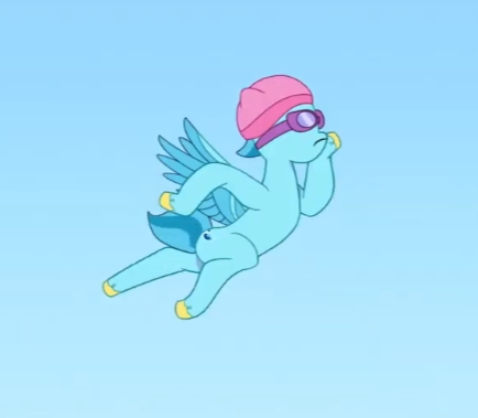 Size: 434x379 | Tagged: safe, derpibooru import, screencap, pegasus, pony, g5, my little pony: tell your tale, cropped, dumpster diving, goggles, image, midair, png, pose, solo