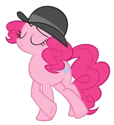 Size: 2750x3000 | Tagged: safe, artist:originalcanadian, derpibooru import, pinkie pie, earth pony, g4, mmmystery on the friendship express, bowler hat, eyes closed, hat, image, png, simple background, solo, transparent background, watson