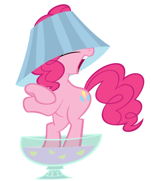 Size: 2500x3000 | Tagged: safe, artist:originalcanadian, derpibooru import, pinkie pie, earth pony, pony, g4, drink, female, hat, image, lampshade, lampshade hat, png, punch, punch (drink), punch bowl