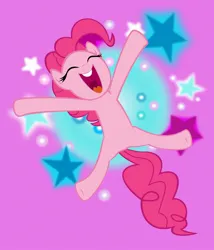 Size: 1200x1400 | Tagged: safe, artist:originalcanadian, derpibooru import, pinkie pie, earth pony, g4, eyes closed, female, happy, image, jpeg, jumping, open mouth, solo, stars