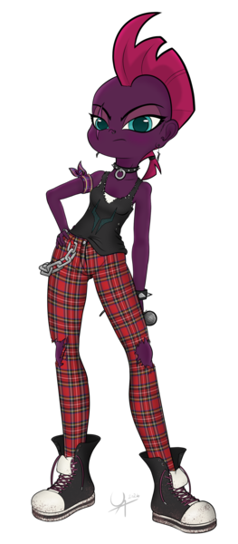 Size: 1346x3076 | Tagged: safe, artist:underwoodart, derpibooru import, tempest shadow, equestria girls, g4, alternate universe, armband, chains, choker, clothes, converse, ear piercing, earring, equestria girls-ified, female, image, jewelry, microphone, my little pony equestria girls: rainbow rocks, pants, piercing, plaid, png, ponytail, punk, punk rock, rainbow rocks 10th anniversary, rainbow rocks outfit, ripped pants, shadowbolts, shadowbolts uniform, shoes, simple background, singer, solo, spiked choker, storm king's emblem, tempest shadow is not amused, torn clothes, transparent background, unamused