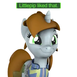 Size: 1200x1200 | Tagged: safe, artist:pika-robo, derpibooru import, oc, oc:littlepip, pony, unicorn, fallout equestria, 3d, fallout, fallout 4, female, horn, image, mare, meme, png, reaction image, simple background, smiling, solo, source filmmaker, transparent background, video game reference