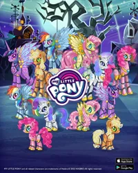 Size: 1080x1350 | Tagged: safe, derpibooru import, applejack, fluttershy, pinkie pie, rainbow dash, rarity, twilight sparkle, alicorn, earth pony, pegasus, unicorn, cyberpunk, gameloft, horn, image, jpeg, mane six