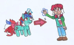 Size: 1149x695 | Tagged: safe, artist:spaton37, derpibooru import, fizzy, human, pony, unicorn, g1, horn, human ponidox, humanized, image, jpeg, magic, self paradox, self ponidox, traditional art, transformation, transformation sequence