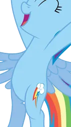 Size: 716x1267 | Tagged: safe, artist:chubble-munch, derpibooru import, edit, vector edit, rainbow dash, pegasus, pony, applebuck season, g4, belly, bipedal, cropped, cute, dashabetes, eyes closed, happy, image, open mouth, pictures of bellies, png, simple background, solo, transparent background, vector