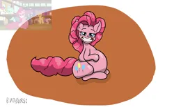 Size: 1754x1090 | Tagged: safe, artist:bun_burst, derpibooru import, pinkie pie, earth pony, pony, a trivial pursuit, g4, chubby, fat, image, obese, piggy pie, png, pudgy pie