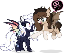 Size: 3600x2946 | Tagged: safe, artist:cirillaq, derpibooru import, oc, oc:cosmic whirl, oc:ryolit, bat pony, pony, duo, duo female, female, female symbol, image, lesbian, lesbian symbol, mare, mare on mare, pictogram, png, pony on pony action, simple background, transparent background