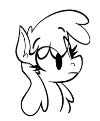 Size: 764x927 | Tagged: safe, artist:anontheanon, ponerpics import, ponybooru import, berry punch, berryshine, earth pony, pony, black and white, bust, eye clipping through hair, eyebrows visible through hair, female, grayscale, image, mare, monochrome, png, simple background, solo, white background