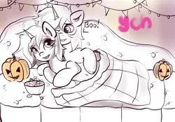 Size: 2360x1640 | Tagged: safe, artist:kristina, derpibooru import, oc, unofficial characters only, alicorn, earth pony, pegasus, pony, unicorn, commission, community related, couple, duo, halloween, holiday, horn, image, png, ych sketch, your character here