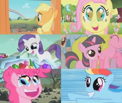 Size: 1706x1440 | Tagged: safe, derpibooru import, screencap, applejack, cloud kicker, daisy, flower wishes, fluttershy, linky, pinkie pie, rainbow dash, rarity, shoeshine, twilight sparkle, earth pony, pegasus, unicorn, g4, the cutie mark chronicles, collage, female, horn, image, jpeg, mane six, younger