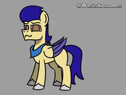 Size: 6000x4500 | Tagged: safe, artist:alejandrogmj, artist:wasisi, derpibooru import, oc, oc:chicken claws, unofficial characters only, pegasus, disguise, disguised changeling, doodle, gray background, image, male, pegasus oc, png, simple background, solo, wings