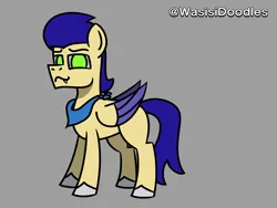 Size: 6000x4500 | Tagged: safe, alternate version, artist:alejandrogmj, artist:wasisi, derpibooru import, oc, oc:chicken claws, unofficial characters only, pegasus, disguise, disguised changeling, doodle, fangs, gray background, image, male, pegasus oc, png, simple background, solo, wings