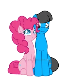 Size: 1038x1189 | Tagged: safe, artist:elizaro622044, derpibooru import, pinkie pie, oc, oc:william, earth pony, pony, g4, canon x oc, eye clipping through hair, female, image, looking at each other, looking at someone, male, mare, png, shipping, simple background, sitting, stallion, straight, transparent background