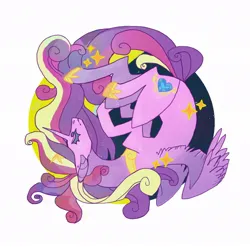 Size: 942x930 | Tagged: safe, artist:cutesykill, derpibooru import, princess cadance, alicorn, pony, g4, beanbrows, circle background, colored eyebrows, colored eyelashes, colored pinnae, crown, curled up, curly mane, curly tail, ear piercing, earring, eyebrows, female, floppy ears, gray eyebrows, hoof shoes, horn, image, jewelry, jpeg, mare, old art, partially open wings, peytral, piercing, pink coat, princess shoes, profile, regalia, simple background, solo, sparkles, striped horn, tail, three toned mane, three toned tail, tiara, unicorn horn, white background, wings