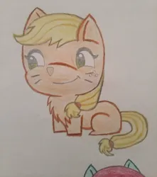 Size: 3016x3415 | Tagged: safe, artist:tom artista, derpibooru import, applejack, cat, g4, animal, animal in mlp form, catified, drawing, female, image, jpeg, solo, species swap, traditional art