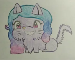 Size: 2834x2263 | Tagged: safe, artist:tom artista, derpibooru import, izzy moonbow, cat, g5, animal, animal in mlp form, catified, drawing, female, image, jpeg, solo, species swap, traditional art