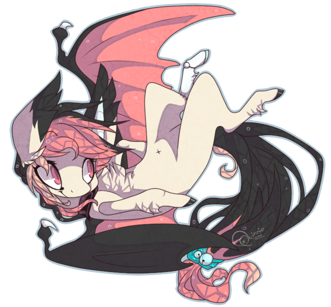 Size: 727x675 | Tagged: safe, artist:aspenglowe, derpibooru import, oc, unofficial characters only, bat pony, pony, 2014, bat pony oc, bat wings, black tail, cream coat, image, pink eyes, pink mane, pink wings, png, simple background, smiling, solo, tail, transparent background, wings