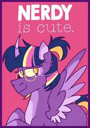 Size: 1130x1600 | Tagged: safe, artist:fuckomcfuck, derpibooru import, oc, oc:twinkle shine, alicorn, pony, freckles, glasses, image, png, solo, star freckles, text