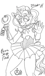 Size: 716x1200 | Tagged: safe, alternate version, artist:sepiakeys, derpibooru import, oc, oc:blue giggles, anthro, crossdressing, image, monochrome, png, sailor moon (series), sailor senshi, solo