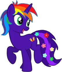 Size: 1632x1902 | Tagged: safe, artist:star-armour95, derpibooru import, oc, oc:rainbow flower, unofficial characters only, pony, unicorn, female, horn, image, mare, png, simple background, transparent background, vector