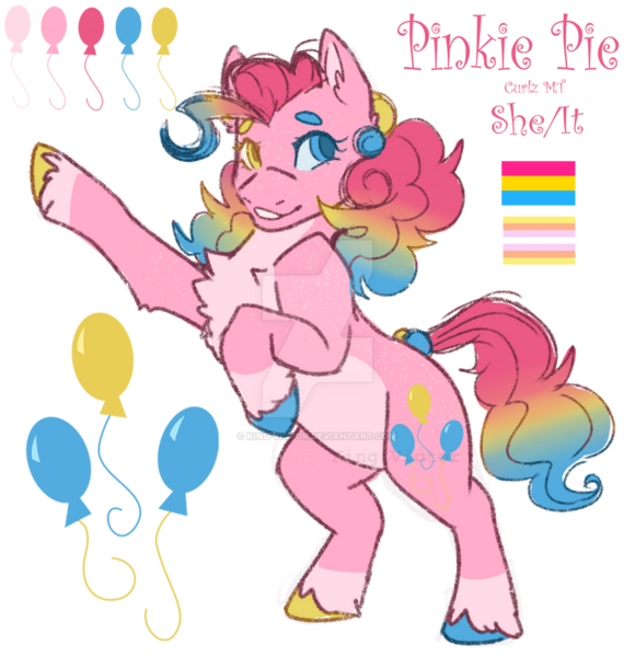 Size: 879x909 | Tagged: safe, artist:king-victor, derpibooru import, pinkie pie, earth pony, pony, alternate design, colored hooves, deviantart watermark, image, mouthpiece, obtrusive watermark, png, politics, pride flag, pronouns, simple background, solo, transparent background, twitterina design, watermark