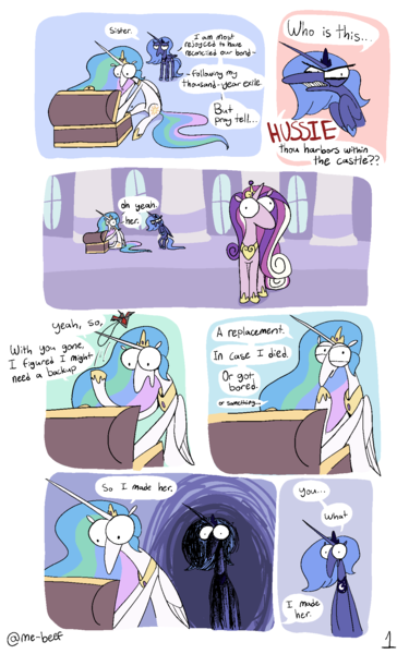 Size: 1280x2048 | Tagged: safe, artist:me-beef, derpibooru import, princess cadance, princess celestia, princess luna, alicorn, pony, g4, comic, dialogue, female, image, mare, png, s1 luna, snoot, trio