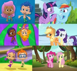 Size: 1280x1171 | Tagged: safe, artist:rydercash14, derpibooru import, screencap, applejack, fluttershy, pinkie pie, rainbow dash, rarity, twilight sparkle, twilight sparkle (alicorn), alicorn, mermaid, merman, pegasus, pony, unicorn, buckball season, g4, the crystal empire, top bolt, barely pony related, bubble guppies, comparison, crossover, deema, deema (bubble guppies), female, flutterpie, gil, gil (bubble guppies), goby, goby (bubble guppies), horn, image, lesbian, male, mane six, molly (bubble guppies), non-mlp shipping, nonny (bubble guppies), oona, oona (bubble guppies), png, rarijack, shipping, straight, twidash