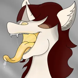 Size: 3000x3000 | Tagged: safe, artist:94dragonfire94, derpibooru import, oc, oc:biepbot, unofficial characters only, changeling, waspling, drool, drool string, image, long tongue, mawshot, open mouth, png, tongue out