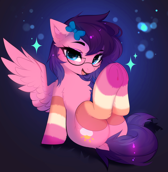 Size: 3392x3483 | Tagged: safe, artist:empress-twilight, derpibooru import, pegasus, pony, clothes, commission, glasses, image, lesbian pride flag, png, pride, pride flag, socks, solo, transbian pride flag, ych result