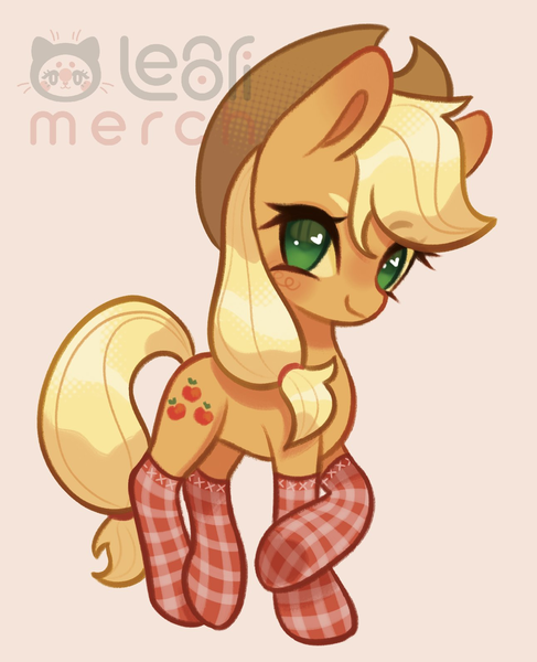 Size: 1291x1590 | Tagged: safe, artist:lenori, derpibooru import, applejack, plaid stripes, earth pony, pony, g4, clothes, female, image, looking at you, mare, plaid stockings, png, smiling, smiling at you, socks, solo, stockings, thigh highs