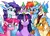 Size: 3809x2757 | Tagged: safe, artist:buvanybu, derpibooru import, applejack, fluttershy, pinkie pie, rainbow dash, rarity, spike, twilight sparkle, twilight sparkle (alicorn), alicorn, breezie, changedling, changeling, dragon, gryphon, kirin, pony, g4, alternative cutie mark placement, breeziefied, changedlingified, changelingified, cute, dragonified, facial cutie mark, female, flutterbreez, griffonized, image, kirin applejack, kirinified, looking at each other, looking at someone, looking at you, mane seven, mane six, open mouth, open smile, pinkling, png, rainbow griffon, raridragon, simple background, smiling, species swap, white background