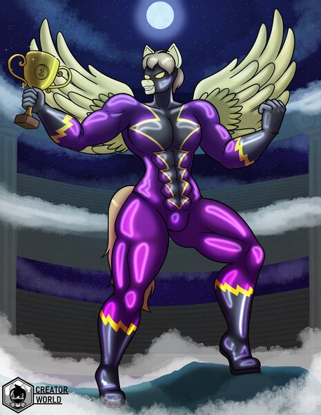 Size: 1660x2140 | Tagged: suggestive, artist:creatorworld, ponerpics import, oc, unofficial characters only, anthro, pegasus, abs, clothes, costume, crotch bulge, image, jpeg, latex, latex suit, male, mask, muscles, muscular male, shadowbolts costume