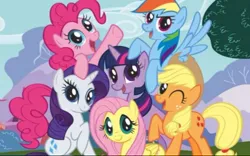 Size: 660x413 | Tagged: safe, derpibooru import, applejack, fluttershy, pinkie pie, rainbow dash, rarity, twilight sparkle, earth pony, pegasus, pony, unicorn, horn, image, jpeg, mane six, mane six opening poses, memories, unicorn twilight