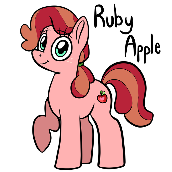 Size: 1802x1804 | Tagged: safe, artist:smirk, derpibooru import, oc, oc:ruby apple, unofficial characters only, image, magical lesbian spawn, offspring, parent:apple bloom, parent:diamond tiara, parents:diamondbloom, png, solo