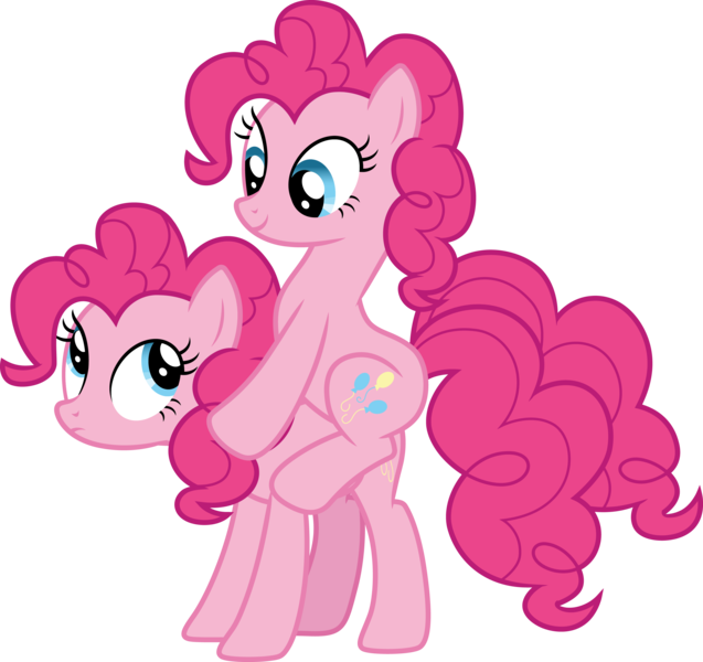 Size: 3183x3000 | Tagged: safe, artist:cloudy glow, derpibooru import, pinkie pie, earth pony, pony, g4, too many pinkie pies, clone, female, image, pinkie clone, png, ponies riding ponies, riding, riding a pony, simple background, transparent background, vector