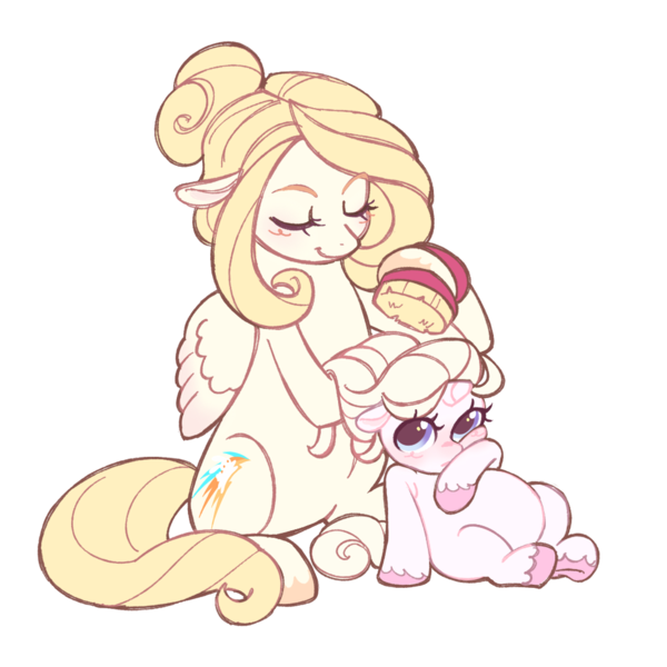 Size: 1012x1012 | Tagged: safe, artist:frowoppy, derpibooru import, oc, unofficial characters only, pegasus, pony, unicorn, comb, female, filly, foal, horn, image, mare, png, simple background, transparent background