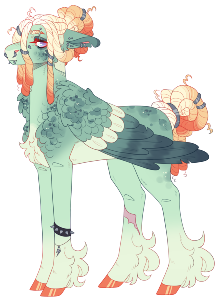 Size: 1964x2688 | Tagged: safe, artist:sleepy-nova, derpibooru import, oc, oc:rockstar, pegasus, pony, bracelet, colored wings, image, magical lesbian spawn, male, multicolored wings, nose piercing, offspring, parent:fleetfoot, parent:tree hugger, piercing, png, simple background, solo, spiked wristband, stallion, transparent background, wings, wristband