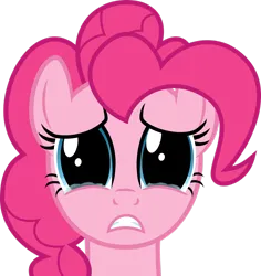 Size: 1600x1698 | Tagged: safe, artist:mehoep, derpibooru import, pinkie pie, earth pony, pony, g4, .svg available, female, head only, image, mare, png, sad, simple background, solo, teary eyes, transparent background, vector