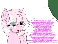 Size: 2000x1500 | Tagged: suggestive, artist:marshmallowfluff, derpibooru import, oc, oc:anon, oc:marshmallow fluff, unofficial characters only, human, pony, unicorn, copypasta, explicit text, horn, horse pussy, image, implied human on pony action, implied interspecies, pink fur, png, talking, text, unicorn oc