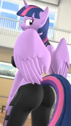 Size: 1080x1920 | Tagged: suggestive, artist:midnightdanny, ponerpics import, twilight sparkle, anthro, 3d, breasts, butt, clothes, female, image, jpeg, looking back, tracksuit