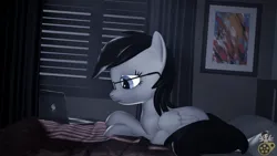 Size: 1920x1080 | Tagged: safe, artist:midnightdanny, ponerpics import, oc, oc:midnight harmony, unofficial characters only, pony, 3d, female, glasses, image, jpeg, lying down, mare, sad