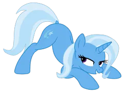 Size: 1611x1229 | Tagged: safe, artist:gmaplay, derpibooru import, trixie, pony, unicorn, equestria girls, g4, shake your tail, ass up, butt shake, dock, face down ass up, female, horn, image, mare, png, simple background, solo, tail, transparent background