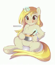 Size: 3467x4096 | Tagged: safe, artist:kanaeshka, ponerpics import, oc, unofficial characters only, pony, cute, female, food, image, jpeg, mare, soup, tongue out