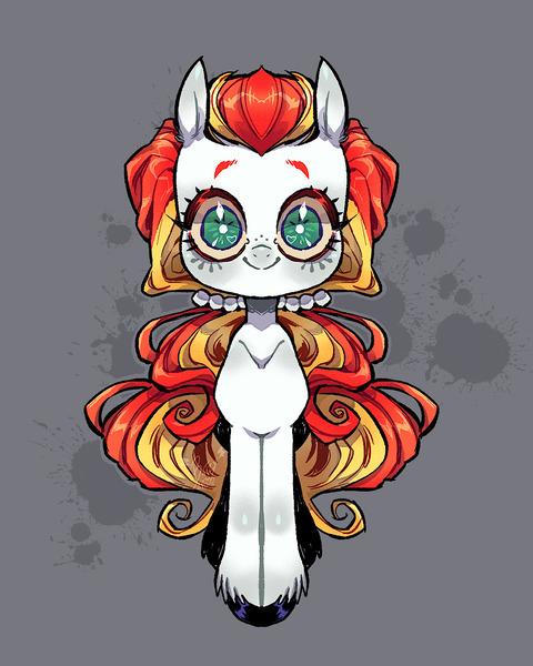 Size: 1080x1350 | Tagged: safe, artist:batzy-artz, derpibooru import, part of a set, citrus sweetheart, earth pony, pony, g3, abstract background, alternate design, alternate hairstyle, big eyes, black hooves, colored eyelashes, colored hooves, colored sclera, creepy, creepy smile, female, green eyes, hair tie, heart, heart eyes, hooves, image, jpeg, long mane, looking at you, mare, outline, ponytail, red eyelashes, shiny eyelashes, shiny hooves, smiling, solo, standing, staring at you, staring into your soul, symmetrical, tied mane, toy interpretation, two toned mane, unshorn fetlocks, watermark, white coat, white pupils, wide eyes, wingding eyes, yellow sclera